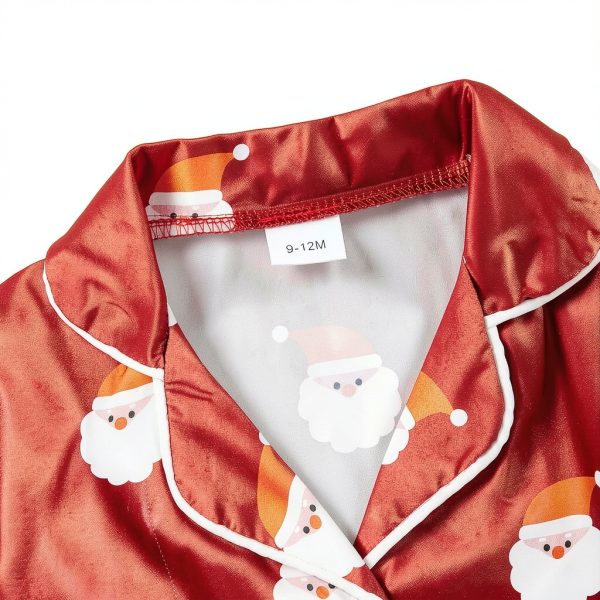 Baby Girls Santa Claus Red Satin Pajamas Set-3