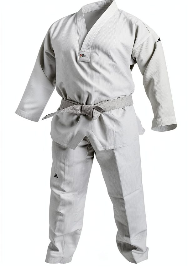 Adidas Taekwondo Suit White V Neck Unisex Training-0