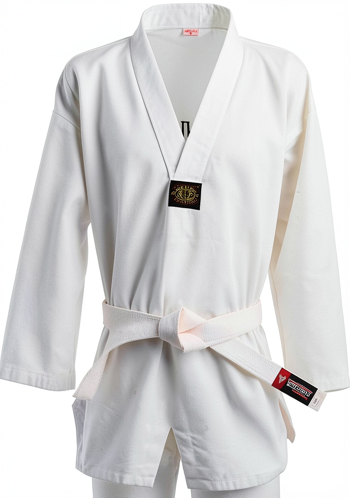 Teen boy practicing Taekwondo in a white uniform