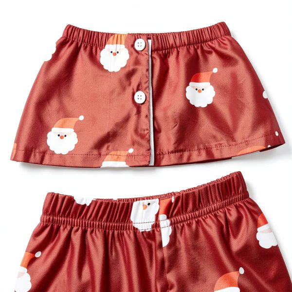 Baby Girls Santa Claus Red Satin Pajamas Set-5