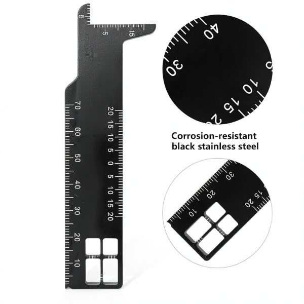 Dental Precision Measuring Ruler Ceonam Black Stainless Steel-3